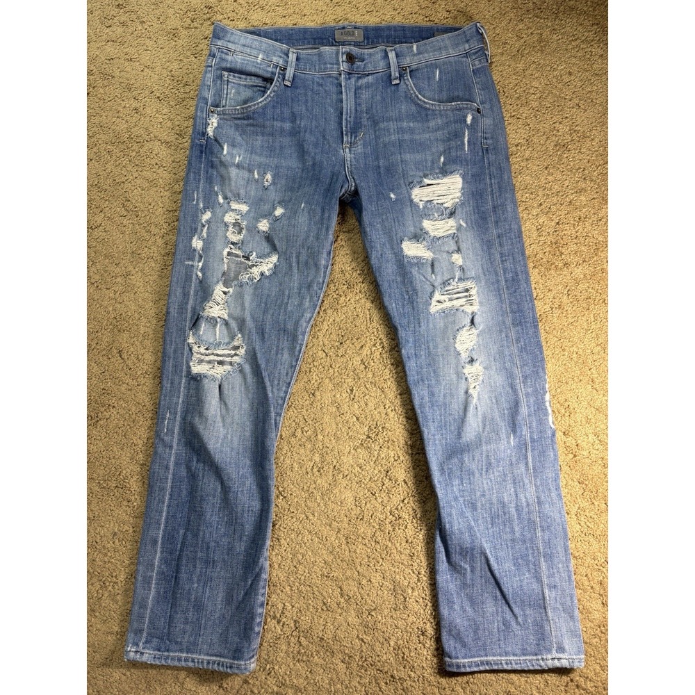 Agolde Isabel Jeans Women 28 Blue Denim‎ Distressed Straight Leg Mid Rise Grunge